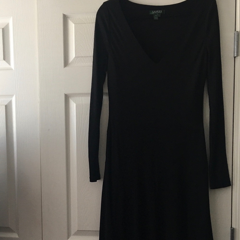 RALPH Lauren V-Neck Black Dress long Sleeve